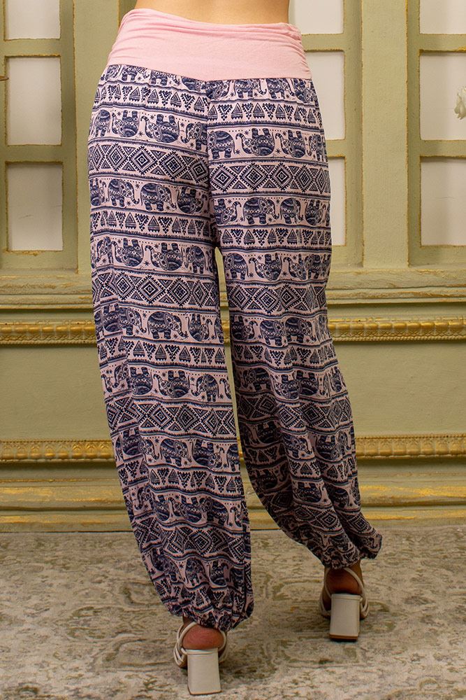 Geometric Elephent Print Viscose Palazzo