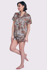 Leopard Print Button-up Elasticated Waistband Co-Ord Set