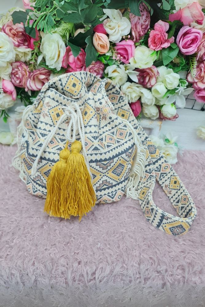 Multi Color Print Tassel Shoulder Bag