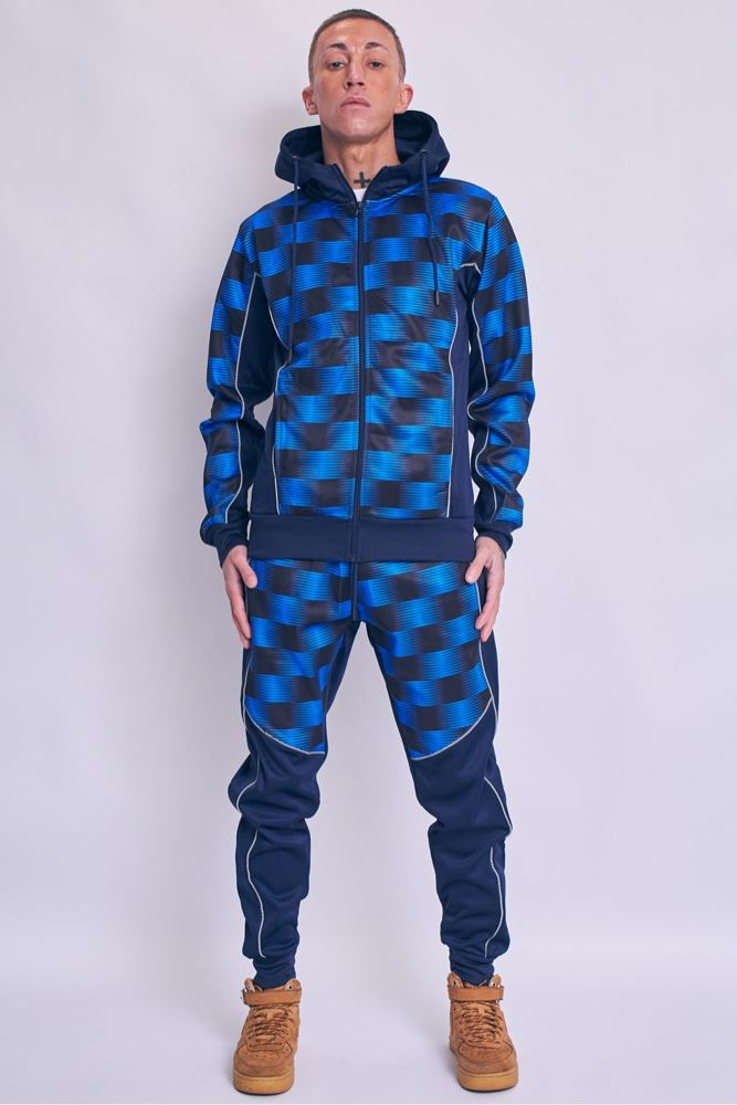 Check Print Zip Through Tracksuit