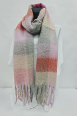 Check Print Soft Feel Tassel Scarves