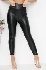 Women High Waist Faux Leather Look Legging