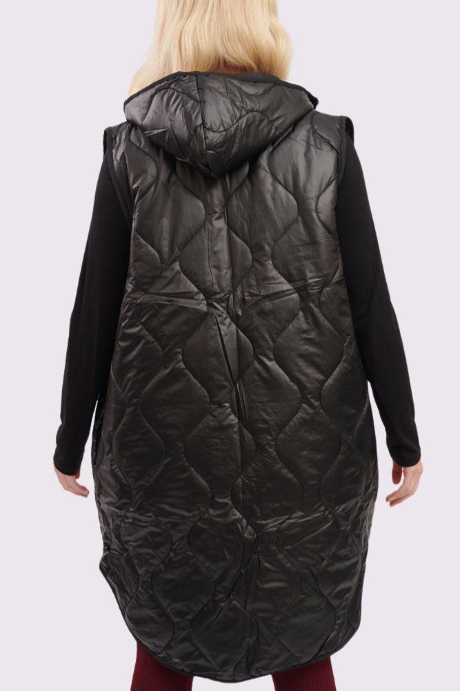 Plain Quilted Zip Up Side Pocket Gilet