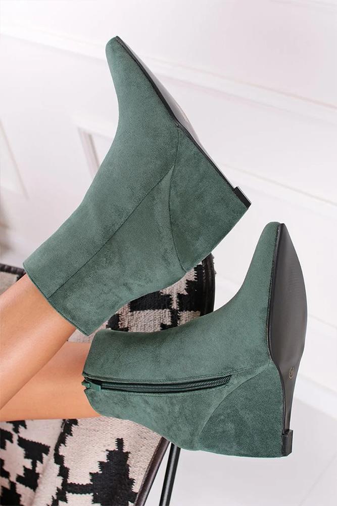 Suede Zip Fastening Wedge Boot