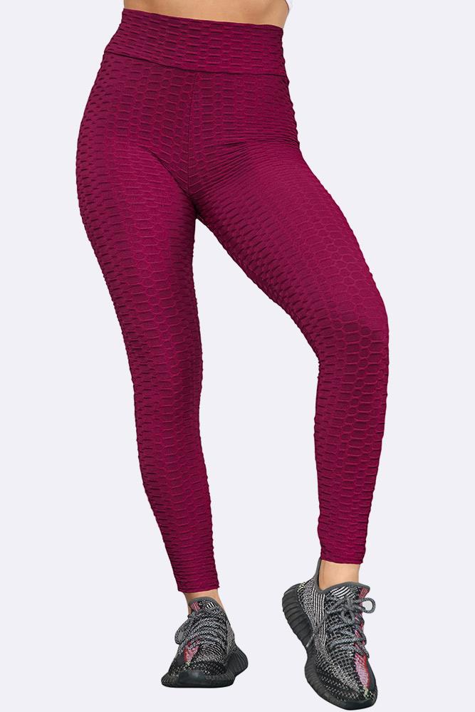 Women High Waisted Honey Comb Leggings