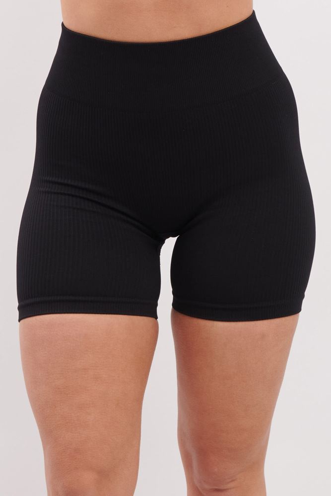 Plain Seamless Ribbed Gym Wear Shorts