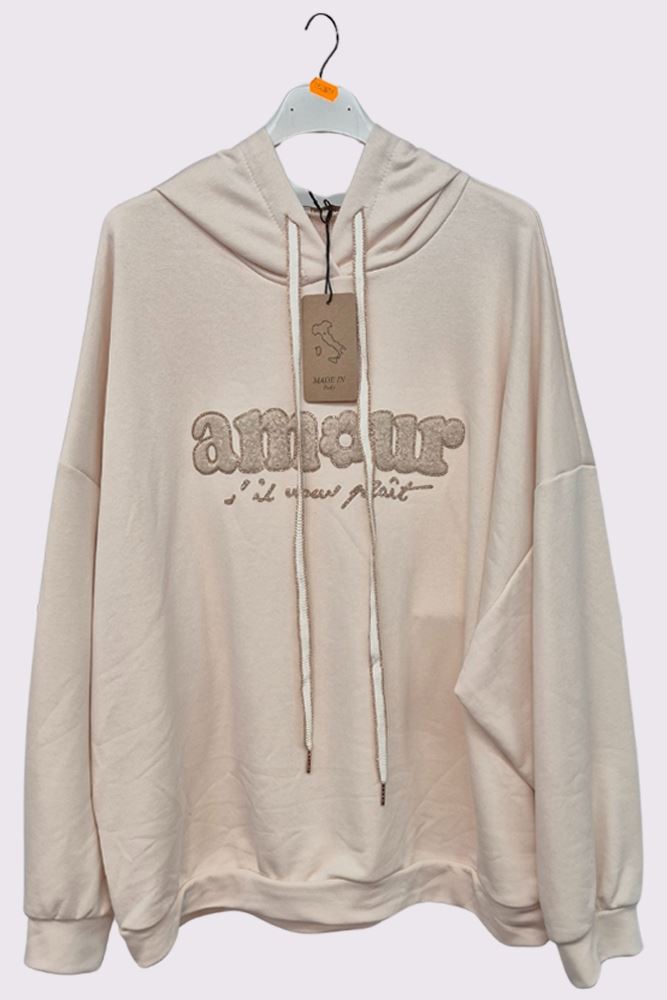 Letter Graphic Print Oversized Hoodstring Cotton Hoodie