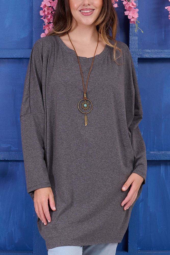 Plain With Necklace Cotton Top