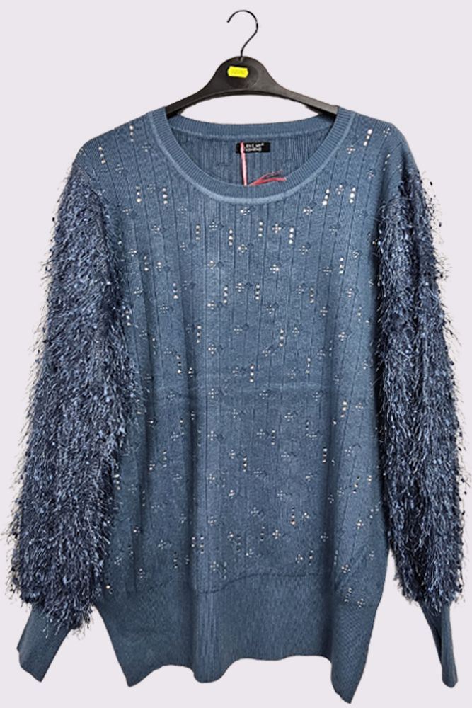 Diamante Fur Soft Knit Top