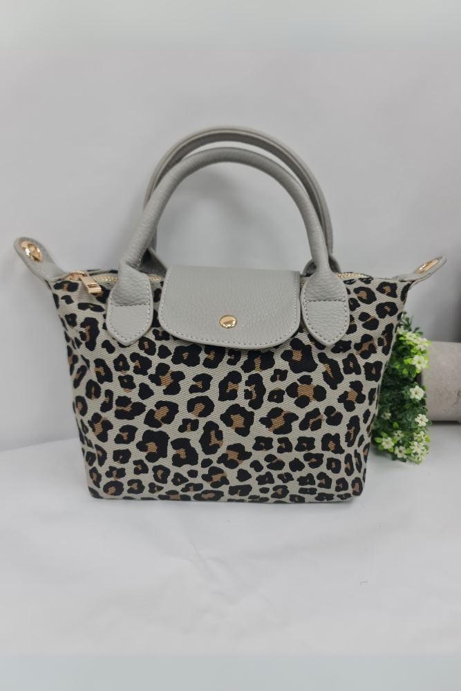 Leopard Pattern Two Handle Shoulder Bag