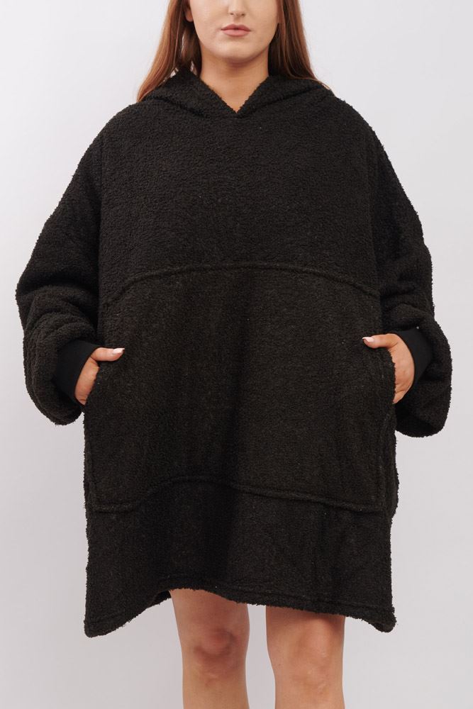 Plain Soft Feel Pocket Blanket Hoody