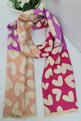 Multicoloured Heart Print Soft Scarves