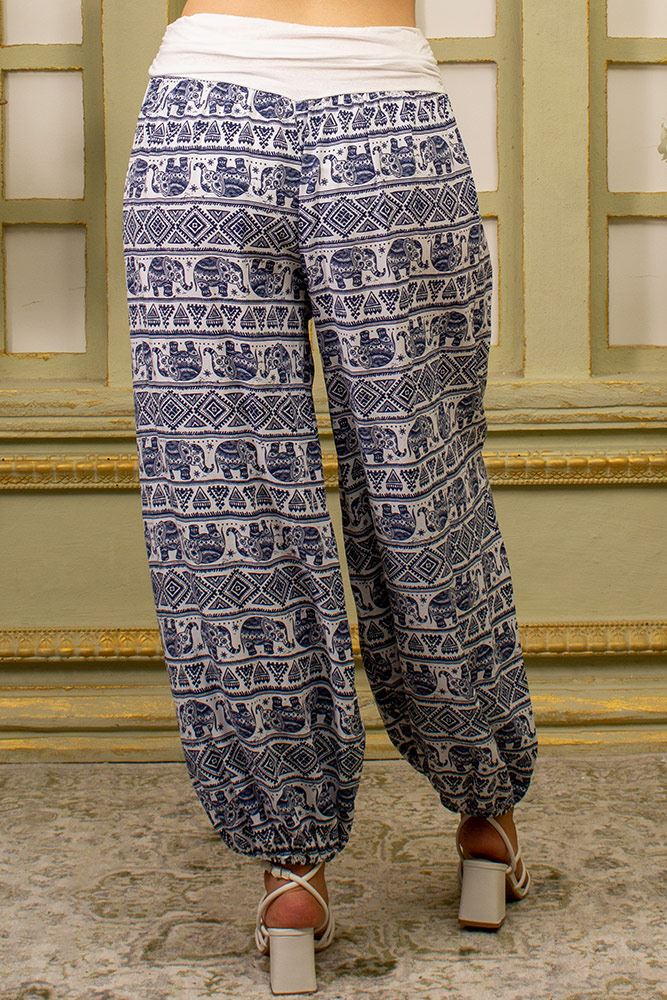 Geometric Elephent Print Viscose Palazzo