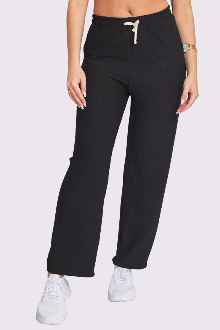 Plain Knit Open Hem Pocket Trousers