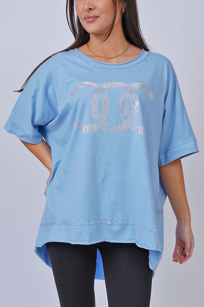 Diamante CC Print Cotton Top