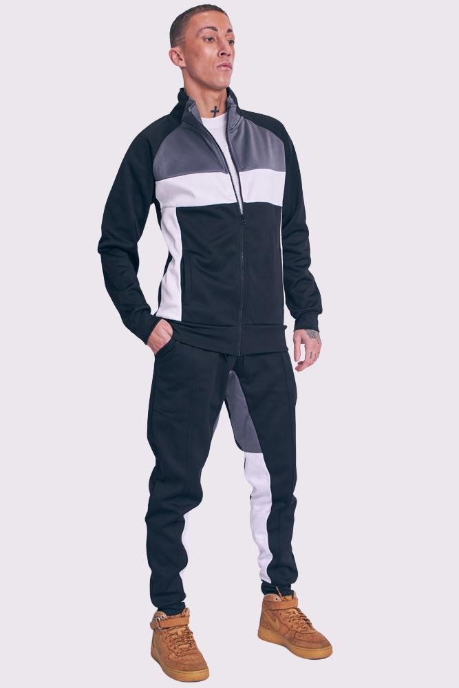 Panelled Zip-through Collared Tracksuit