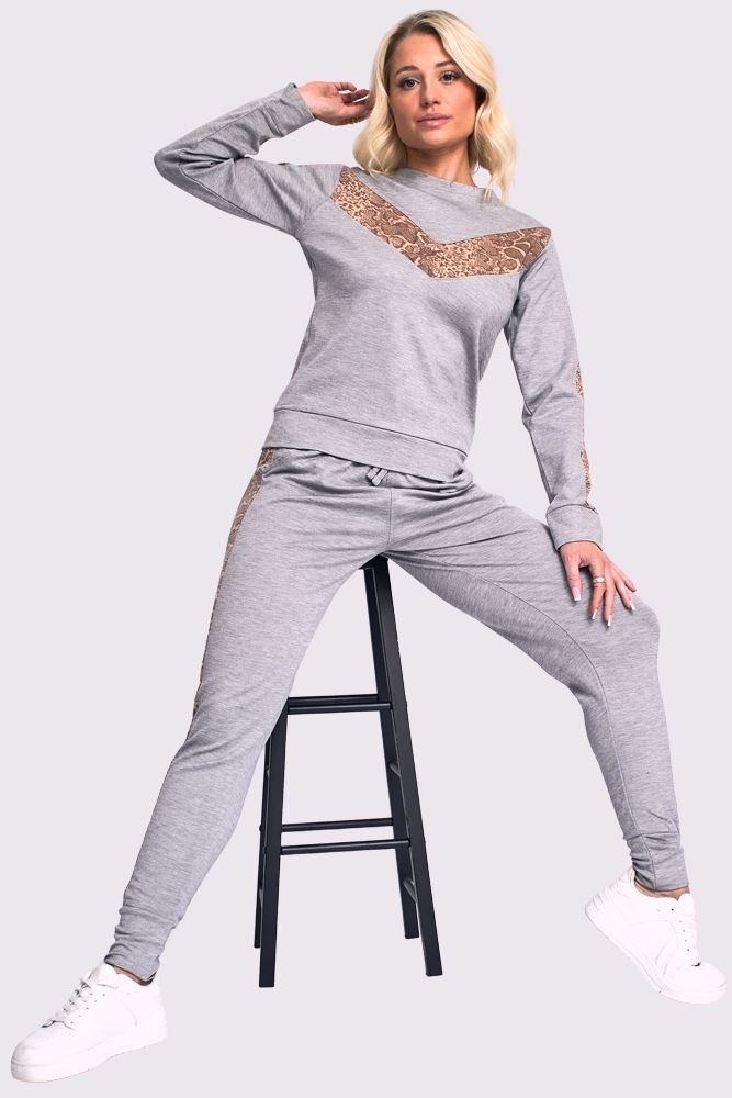 Snake Print Side Panel Loungwear Tracksuit