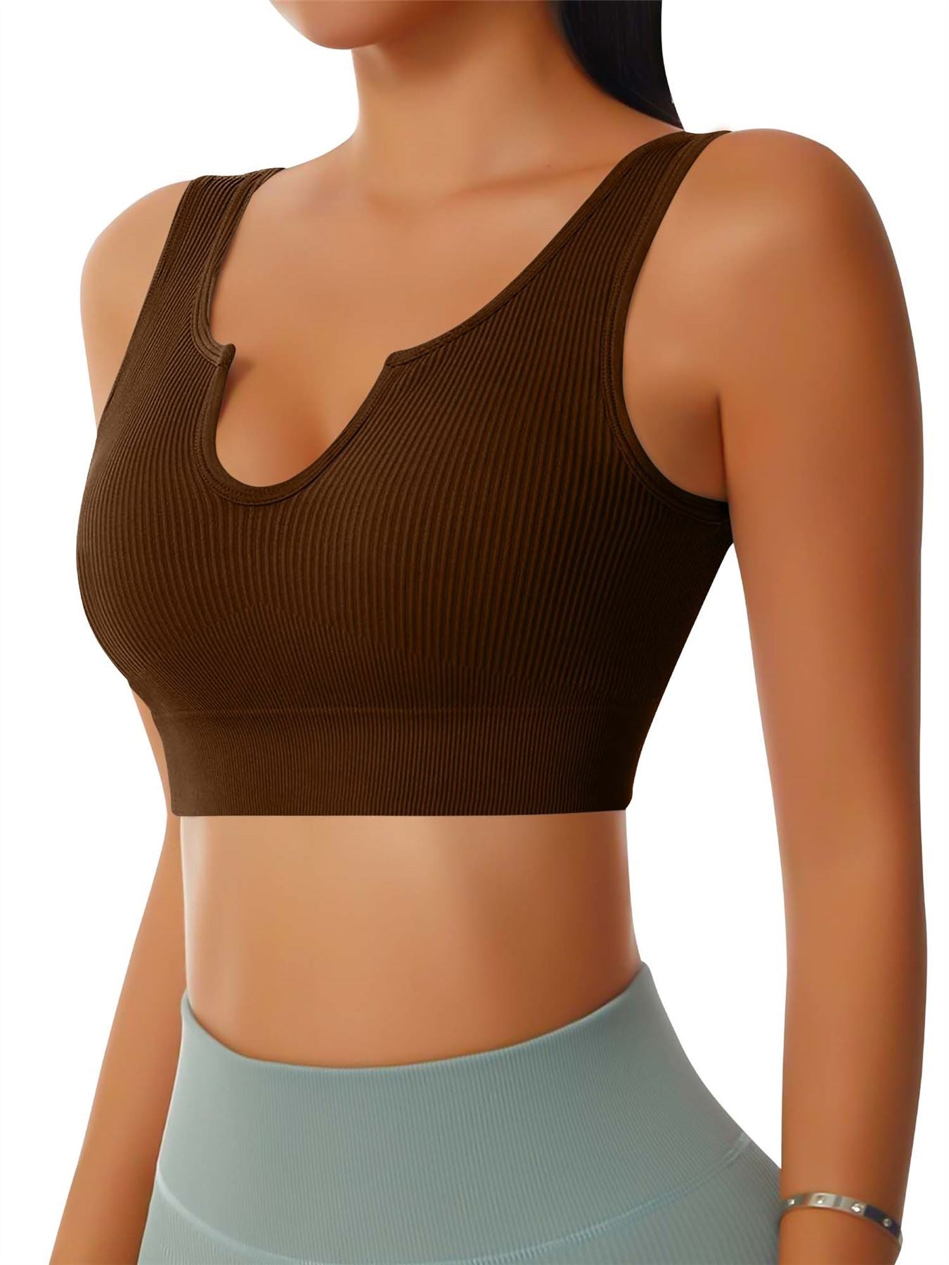 Plain Seamless Ribbed Gym Bra