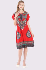 Geometric Print Belted Cotton Kaftan