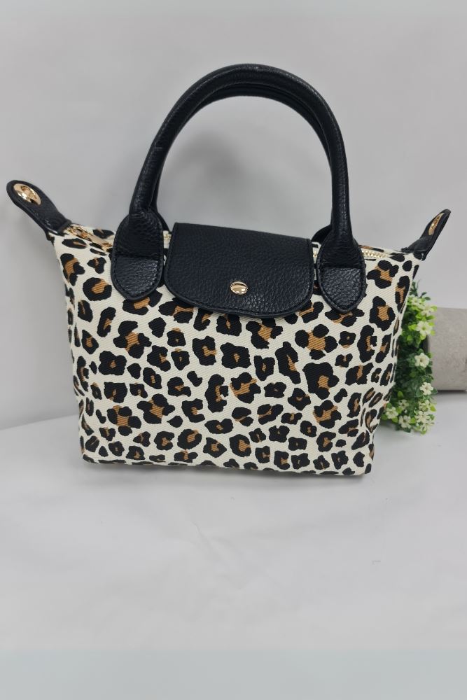 Leopard Pattern Two Handle Shoulder Bag