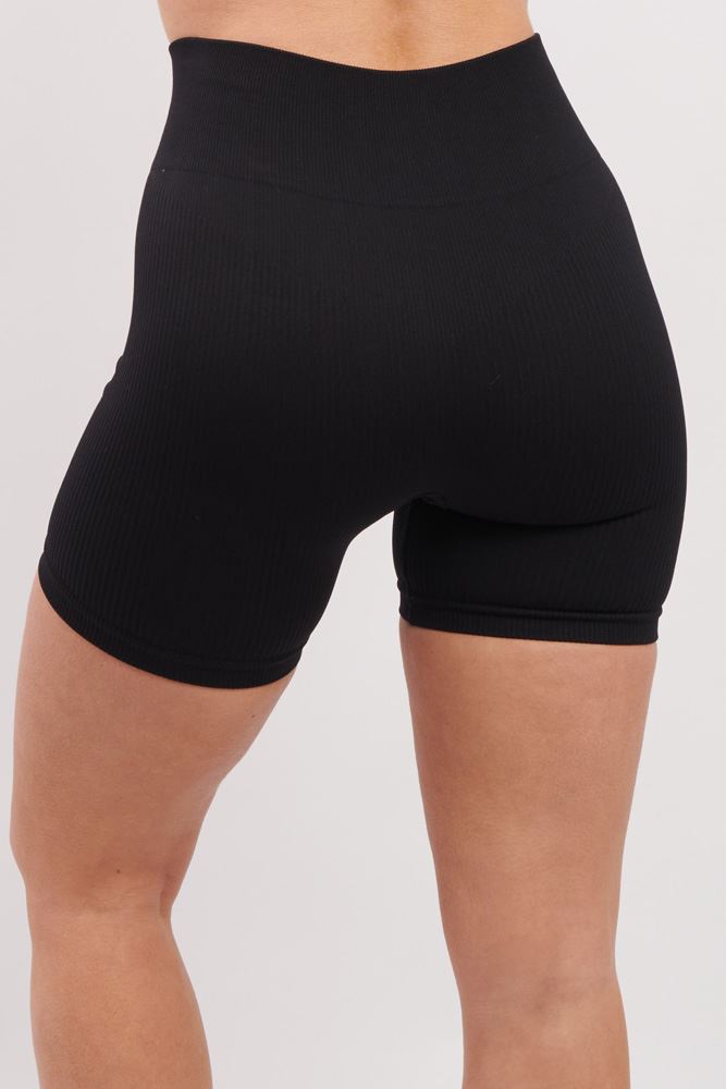 Plain Seamless Ribbed Gym Wear Shorts