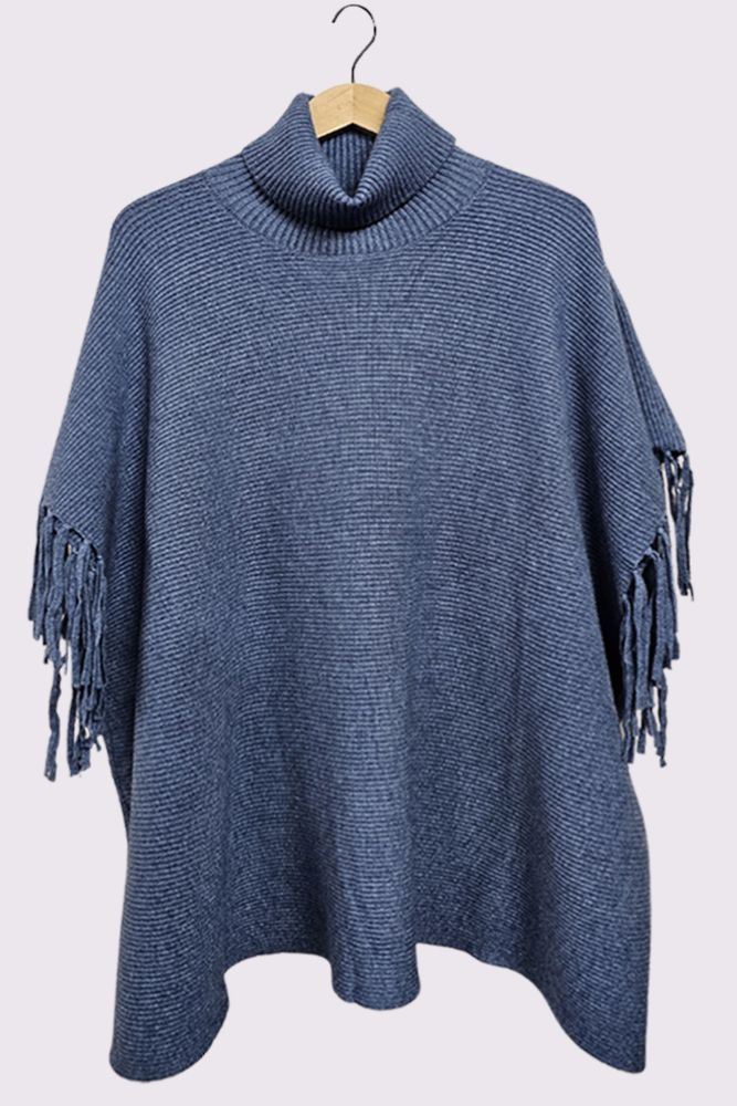 Plain Tassel Sleeve Knit Top