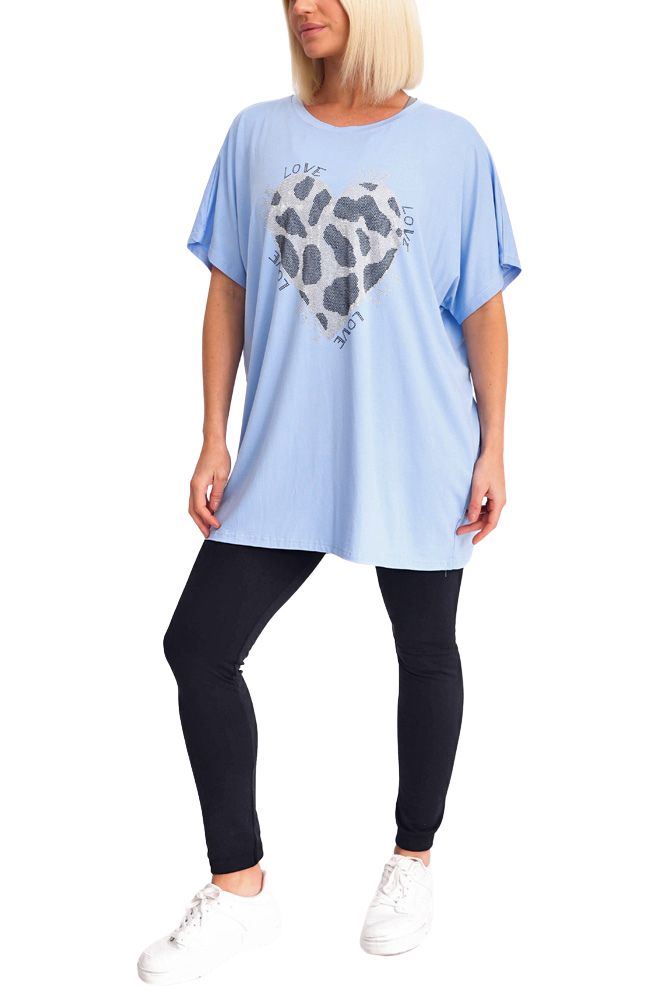 Diamante Love Heart Pattern Top