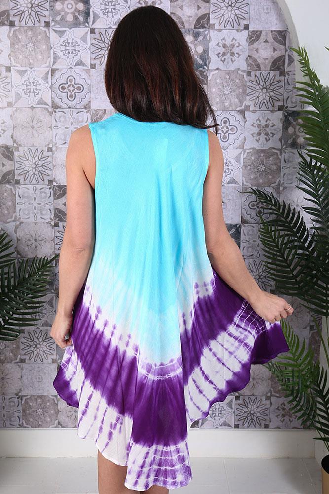 Tie Dye Print Sleeveless Style Dress