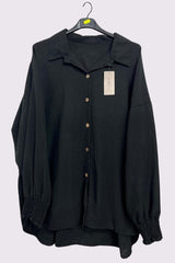 Plain Textured Button Closing Shirt