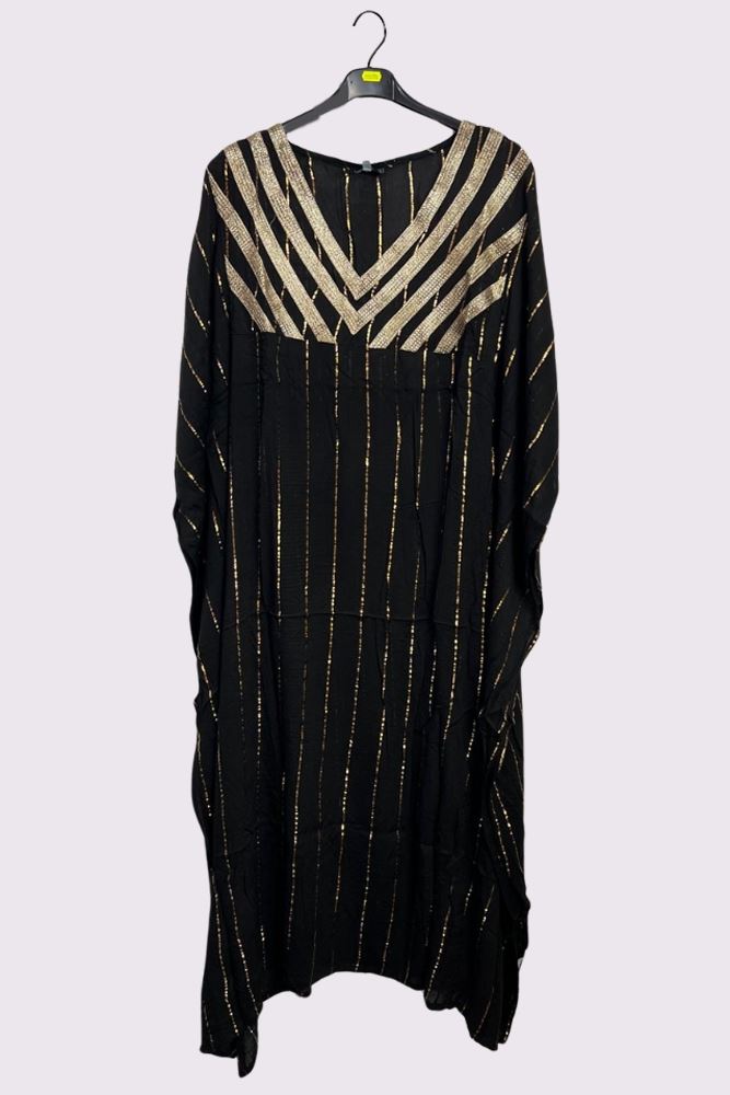 Gold Metallic Splash Stripe Overfit Kaftan