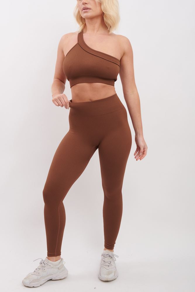 Plain Seamless Ribbed Gym Nylon Legging