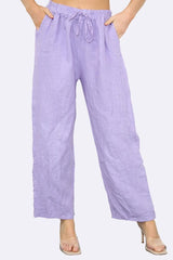 Italian Wide Leg Elasticated Waist Linen Trousers