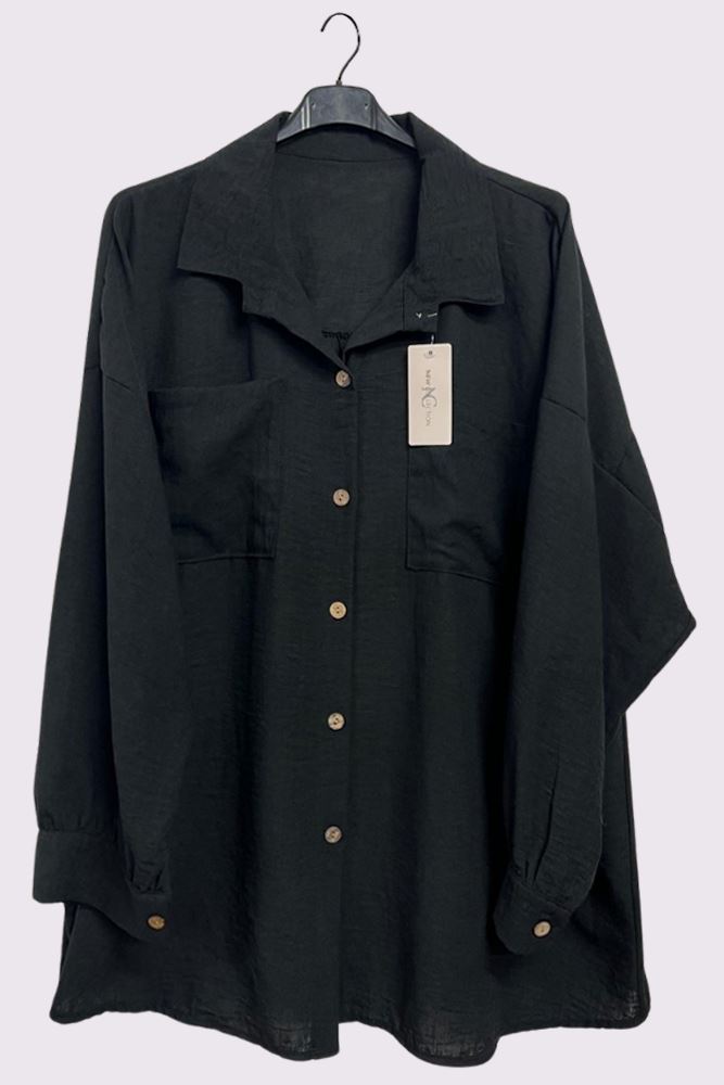 Plain Textured Chest Pockets Shirt