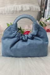 Suede Round Handle Clutch Bag