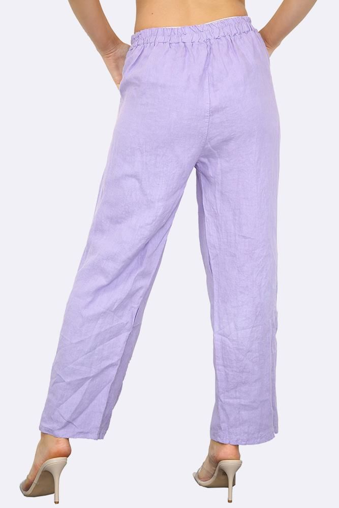 Italian Wide Leg Elasticated Waist Linen Trousers