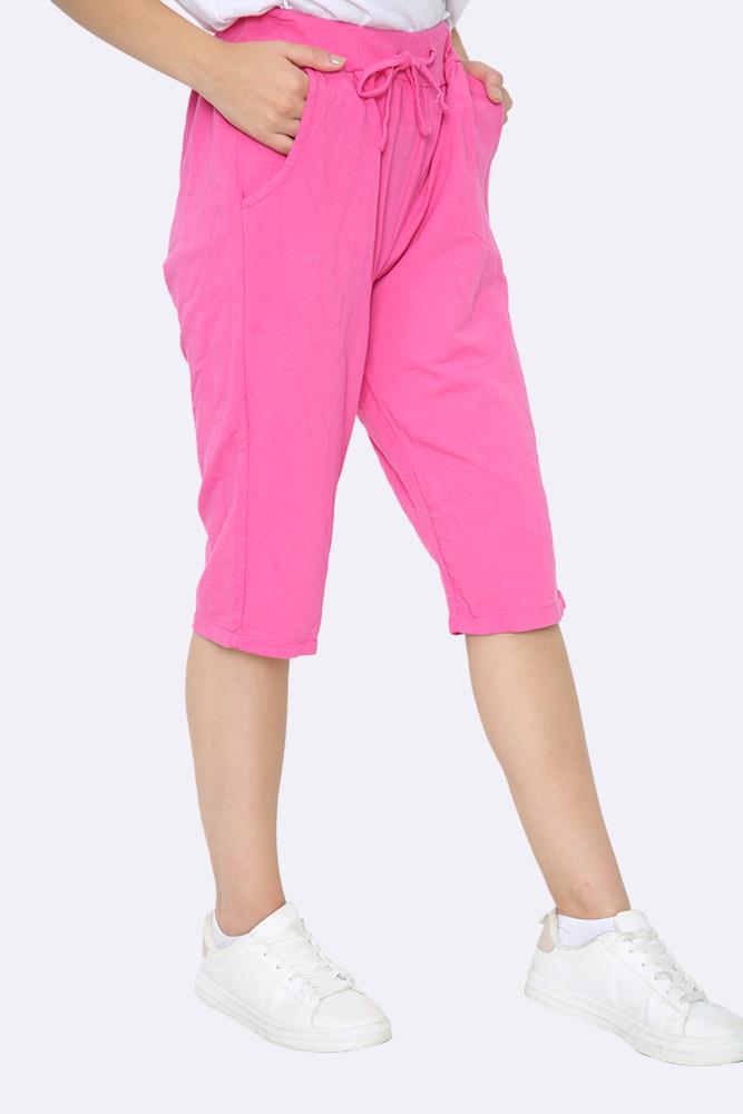 Plain Drawstring 3/4 Length Pocket Trousers