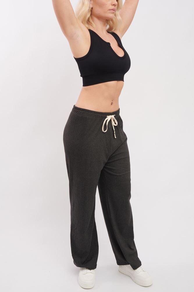 Plain Knit Wide Leg Trousers